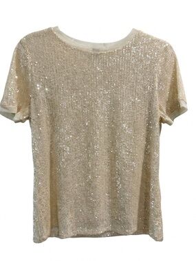 Anne Klein Lined Short Sleeve Sequin Top Size Small